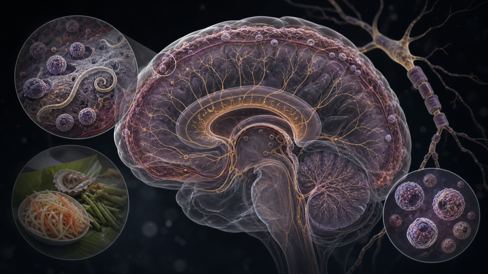 Original medical illustration for: A Travel-Related Case of Eosinophilic Meningitis: Understanding Neurological Symptoms After International Travel