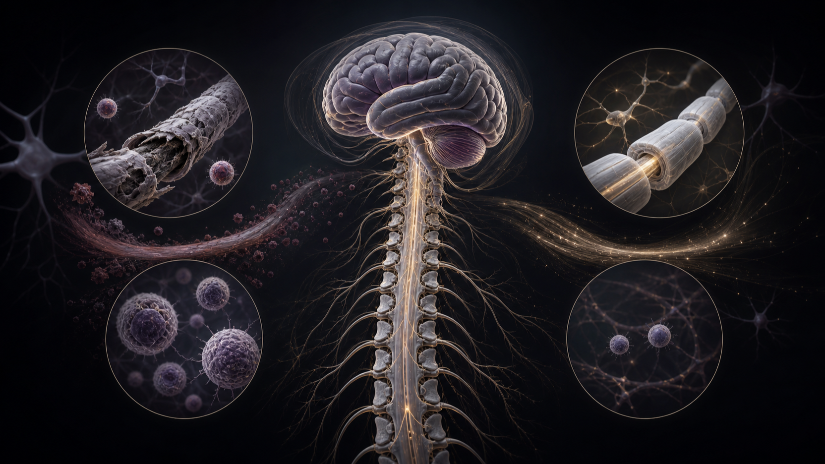 Original medical illustration for: Stem Cell Transplantation Shows Significant Benefits for Active Secondary Progressive MS Patients